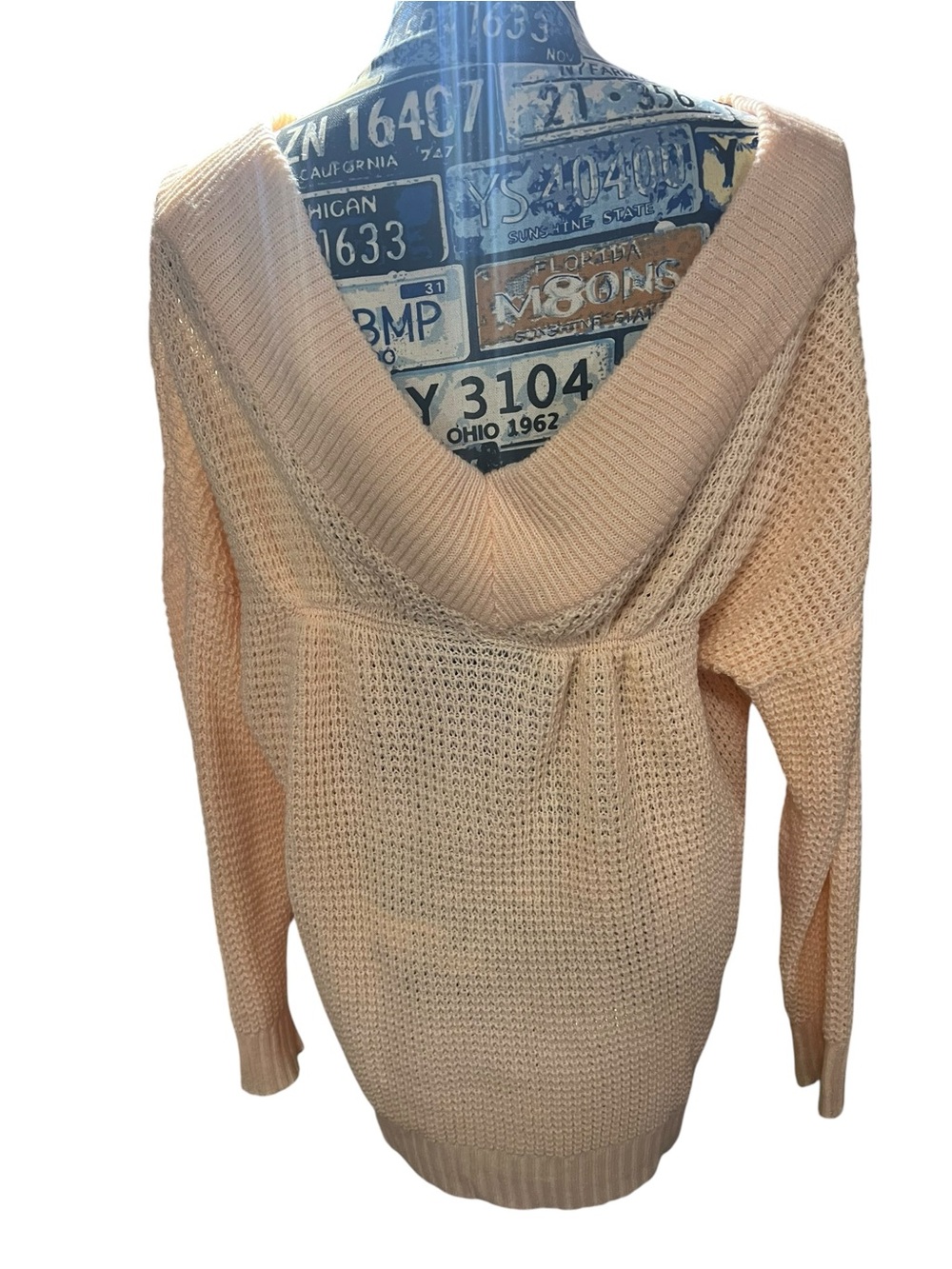 Preppy Whimsical Off The Shoulder Cottage Core Women's Light Peach Sweater Sz M - Picture 9 of 16